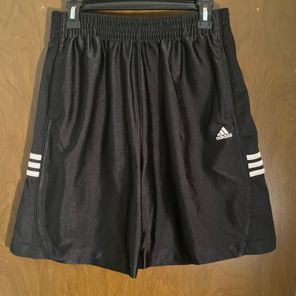 Adidas Men's Black and White Athletic Shorts